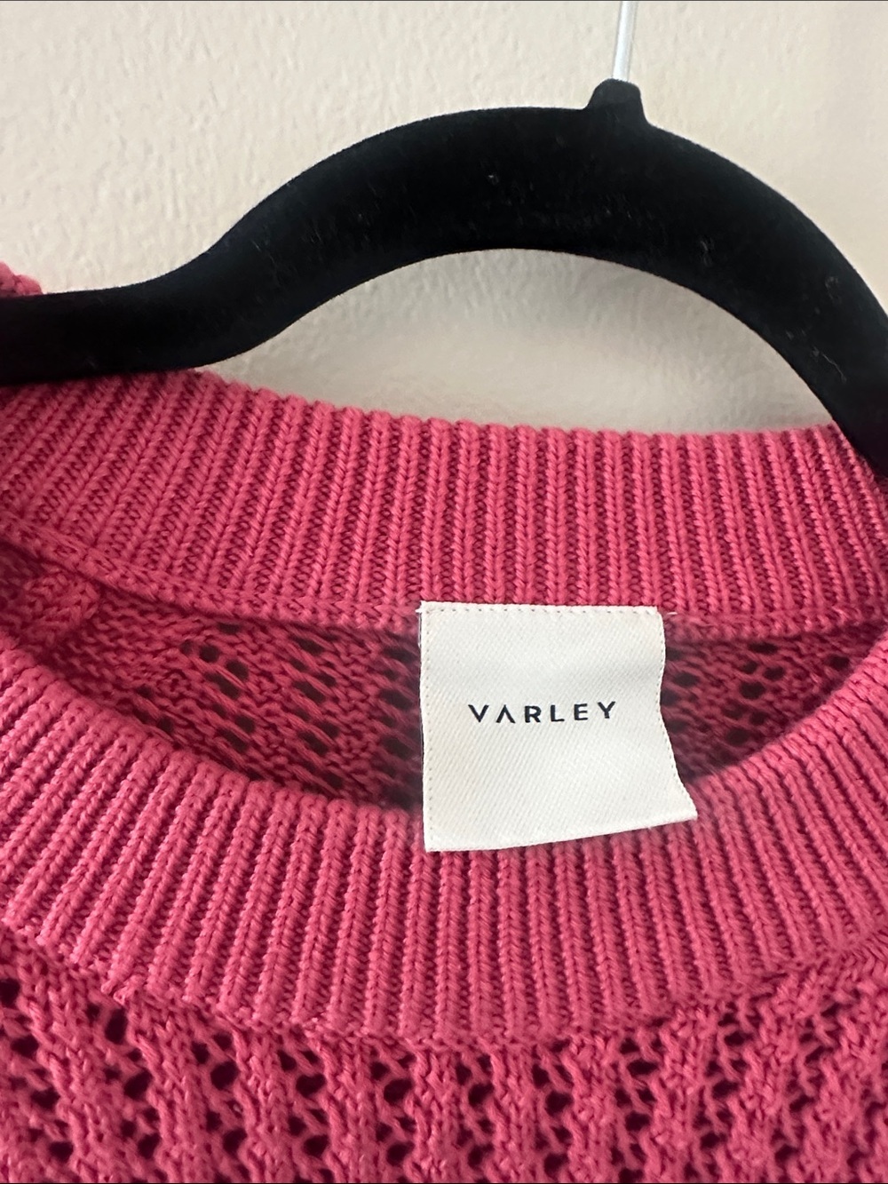 VARLEY Womens Clay Open Stitch Cotton Sweater in Rose Wine Size XS Lightweight - Picture 8 of 11